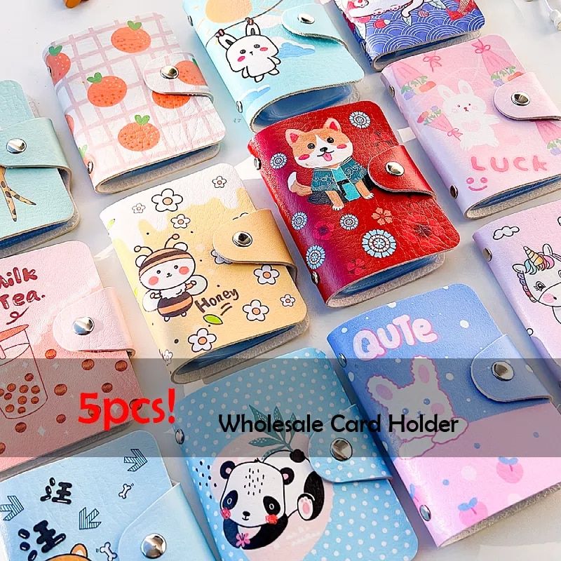 5PcsSet Cartoon PU Credit Card Holder Cute Random Card Case