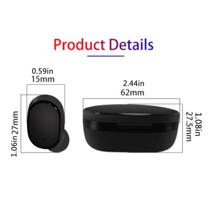 A6L Wireless Stereo Headset Invisible With  Harging Bin Sports Headphones-black