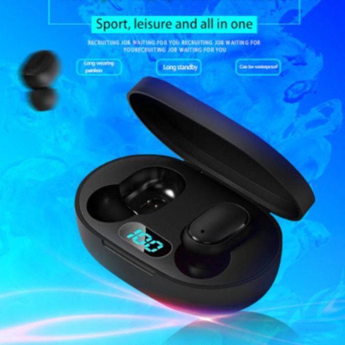 A6L Wireless Stereo Headset Invisible With  Harging Bin Sports Headphones-black