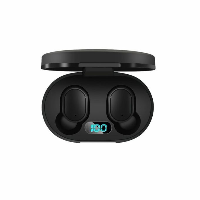 A6L Wireless Stereo Headset Invisible With  Harging Bin Sports Headphones-black