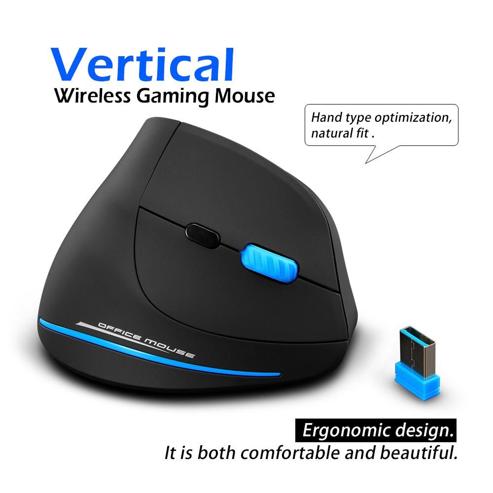 Zelotes F-35A Vertical Wireless Gaming Mouse Adjustable 2400DPI Optical 2.4G Mice