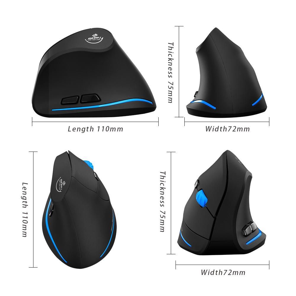 Zelotes F-35A Vertical Wireless Gaming Mouse Adjustable 2400DPI Optical 2.4G Mice