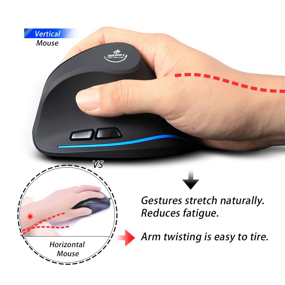 Zelotes F-35A Vertical Wireless Gaming Mouse Adjustable 2400DPI Optical 2.4G Mice