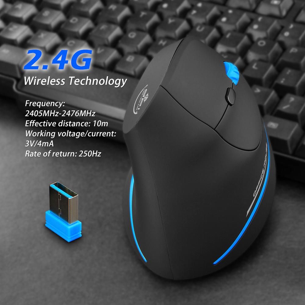 Zelotes F-35A Vertical Wireless Gaming Mouse Adjustable 2400DPI Optical 2.4G Mice