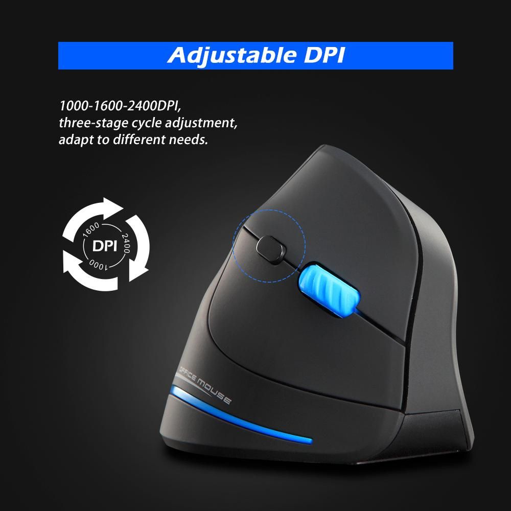 Zelotes F-35A Vertical Wireless Gaming Mouse Adjustable 2400DPI Optical 2.4G Mice