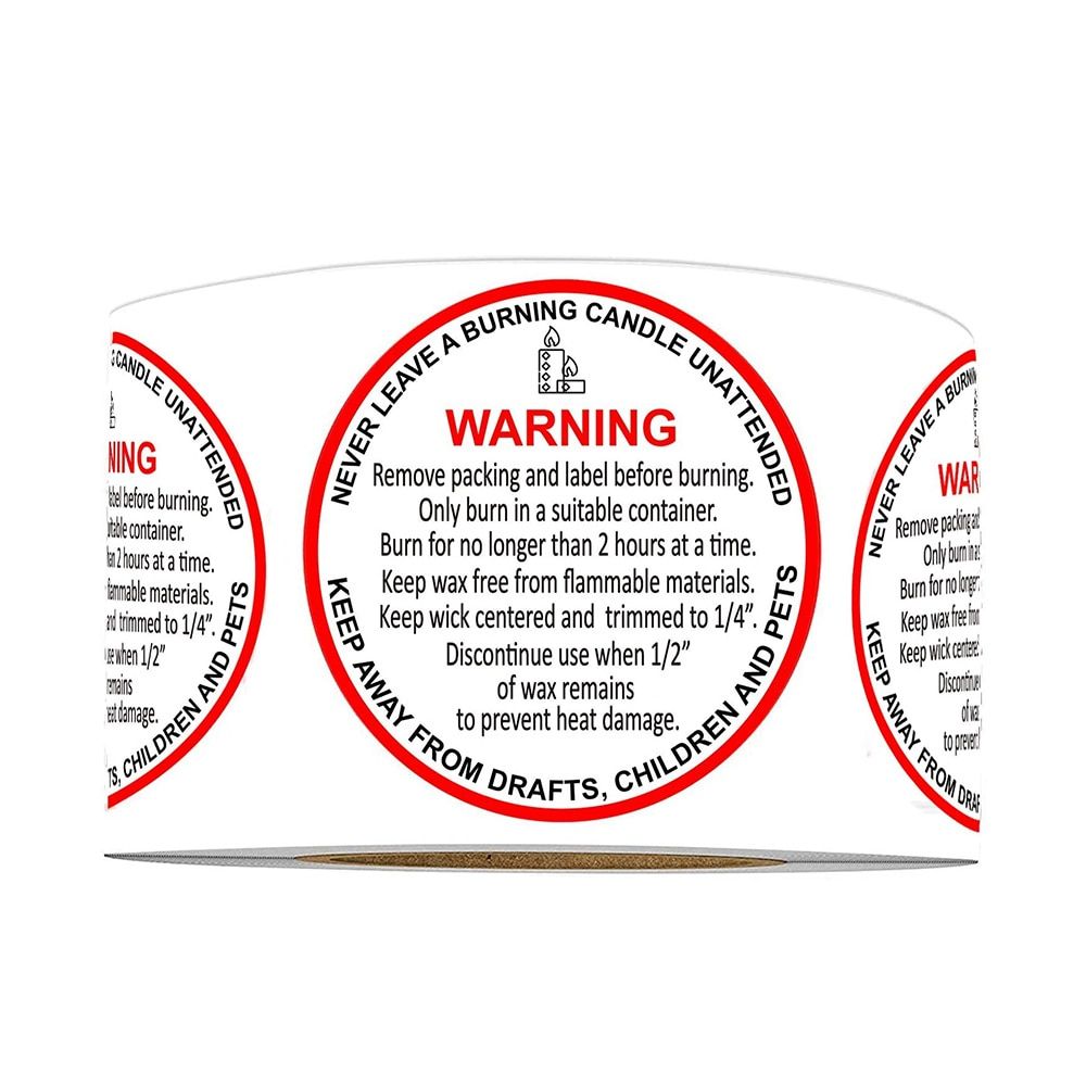 500pcs Candle Warning Labels 1.57Round Stickers Candle