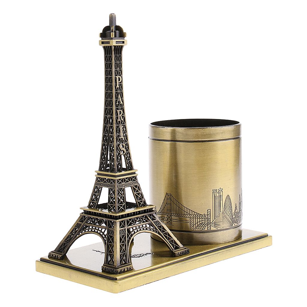 Handcraft Pen Holder France Traveling Souvenir Gift Metal  Tower Model
