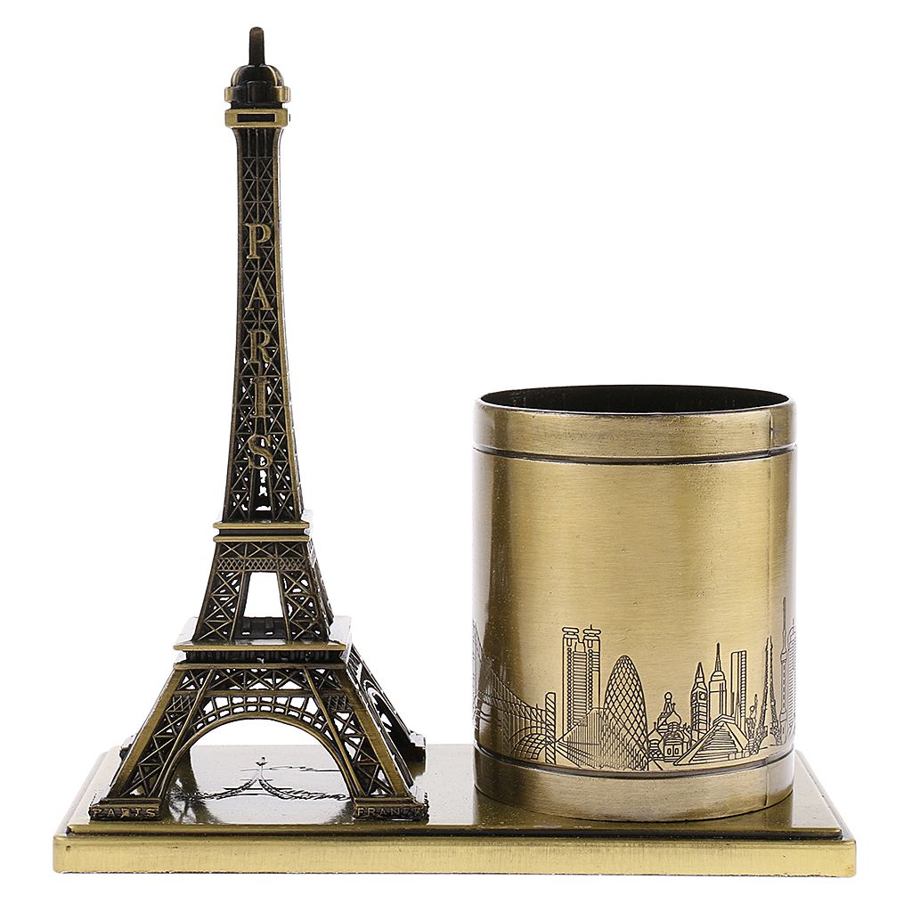 Handcraft Pen Holder France Traveling Souvenir Gift Metal  Tower Model