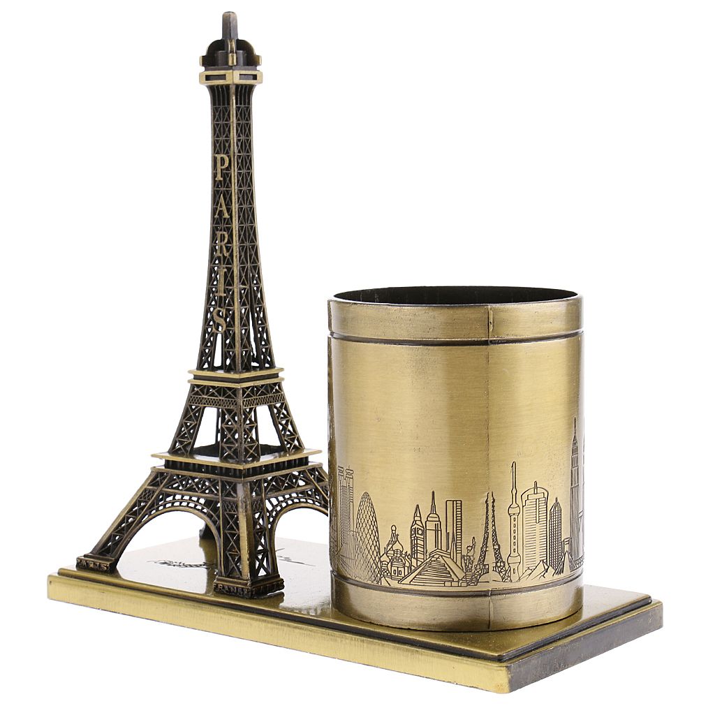Handcraft Pen Holder France Traveling Souvenir Gift Metal  Tower Model
