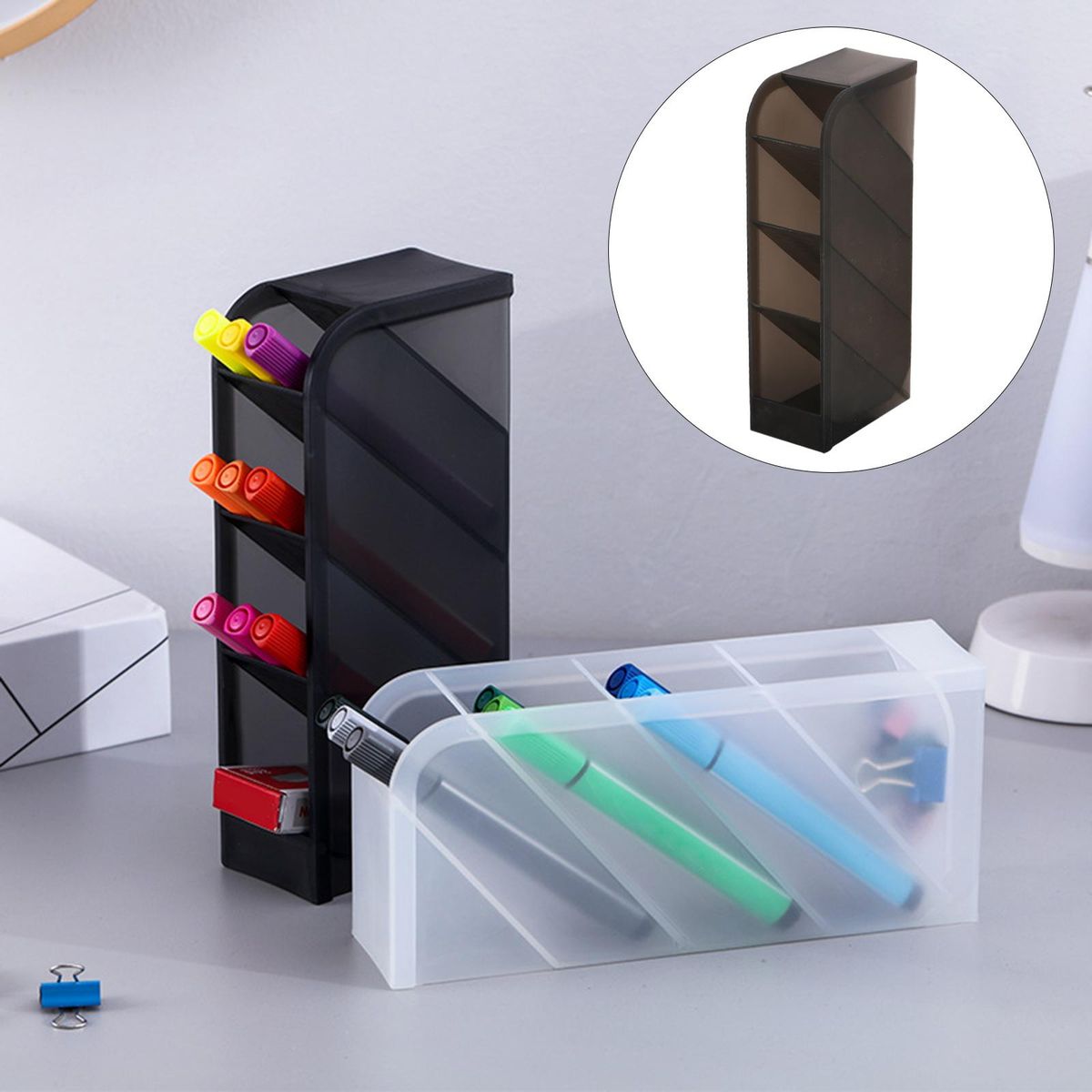 3Pcs Desk Shelf Organizer Pencil Pen Marker Holder For