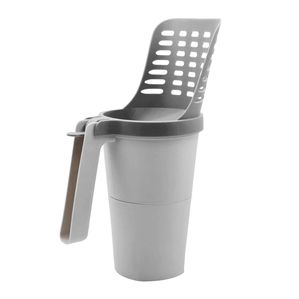 1 Set Cat Litter Scooper Pet Scooper Sifter Waste Bin with Garbage Bag Grey