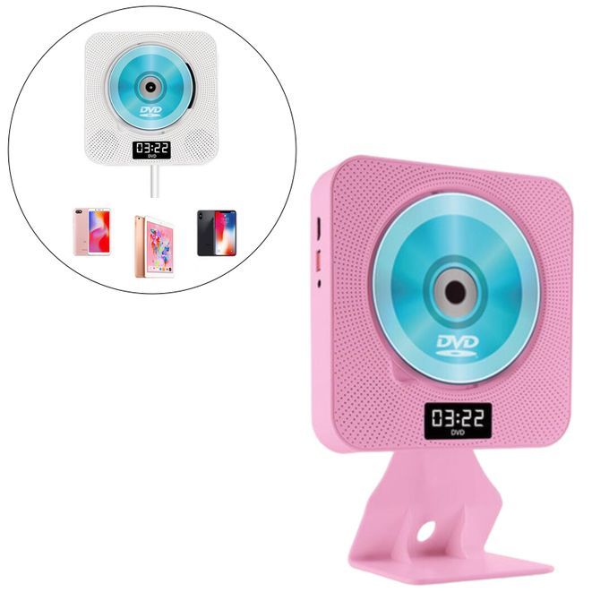 Home CD Player Bluetooth Speaker Tabletop Wall Mounted 110v Plug Pink