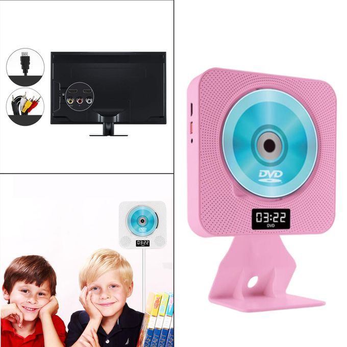 Home CD Player Bluetooth Speaker Tabletop Wall Mounted 110v Plug Pink