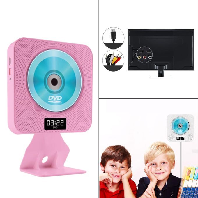 Home CD Player Bluetooth Speaker Tabletop Wall Mounted 110v Plug Pink