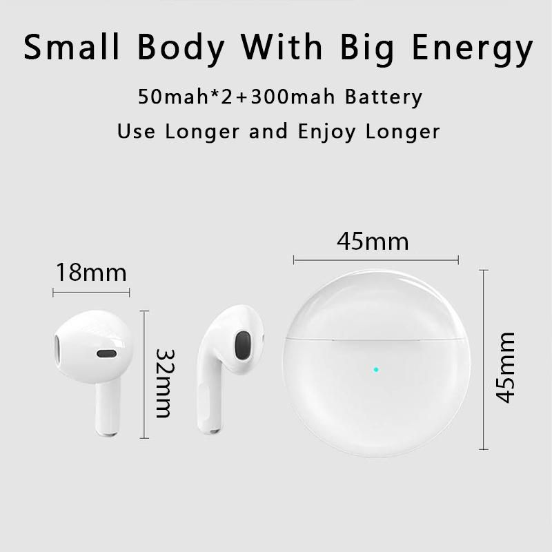Original Air Pro 6 TWS Wireless Bluetooth Earphones Mini Pods Earbuds Earpod Handfree Headset For Xiaomi Apple iPhone Headphones