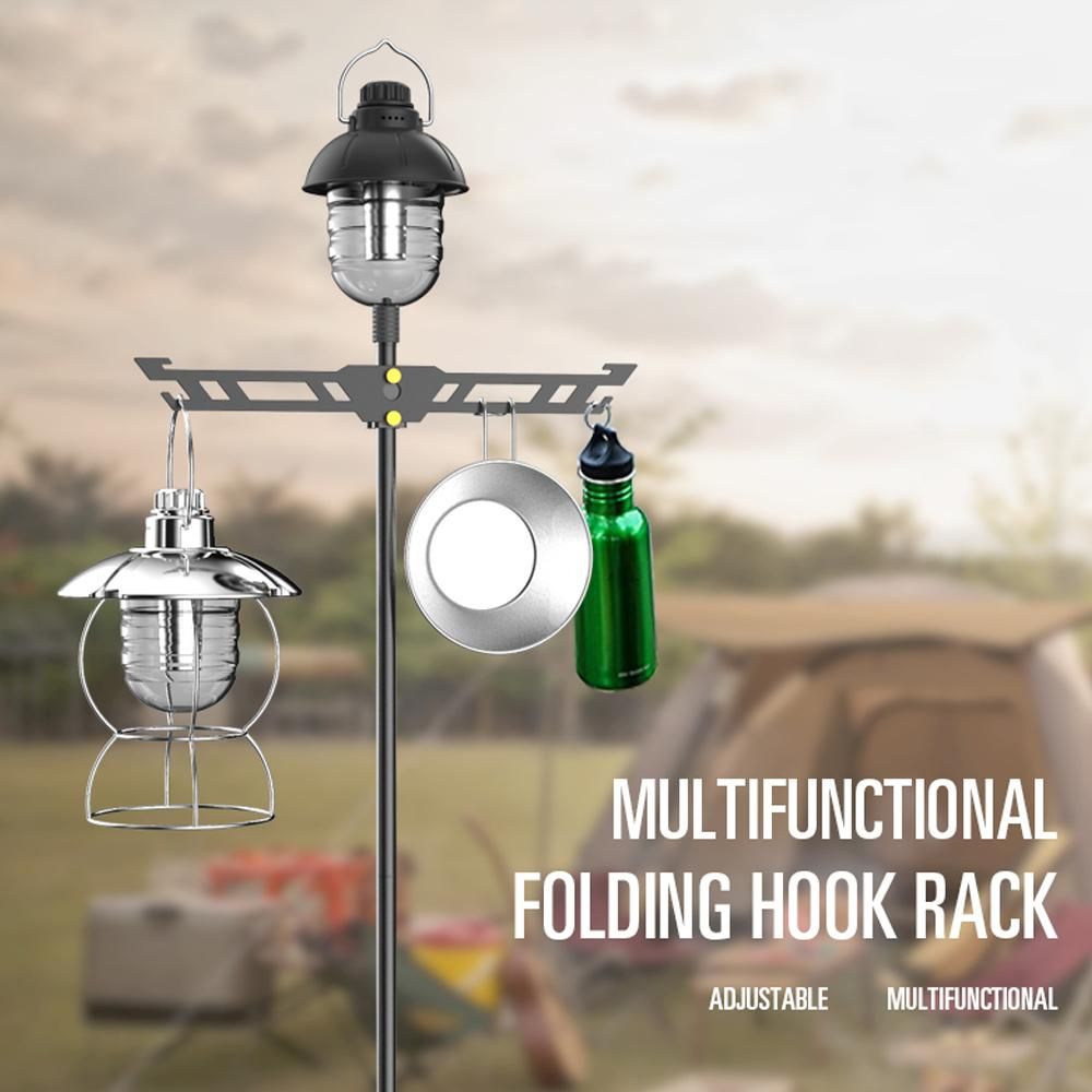 Camping Storage Rack Aluminum Alloy Lantern Stand Adjustable Cookware Clothes Hanger Desk Mount Storage Organizer for Outdoor Camping Picnic Fishing BBQ