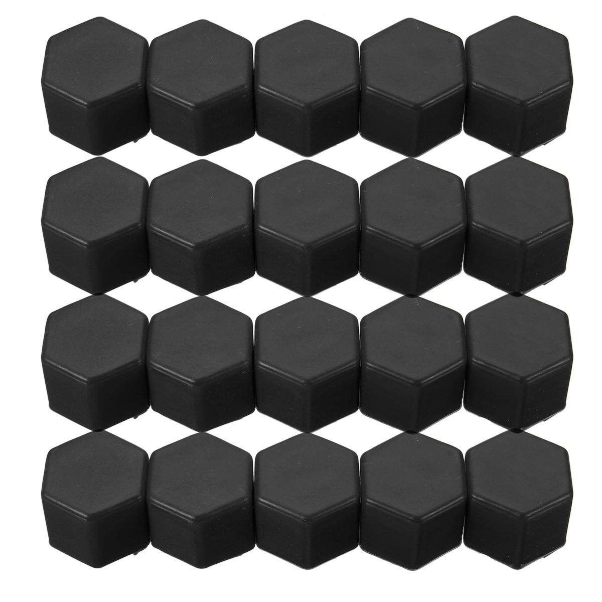 20Pcs 17/19/21mm Silicone Wheel Lug Nut Bolt Hub Screw Cover Tyre Protective Cap Black