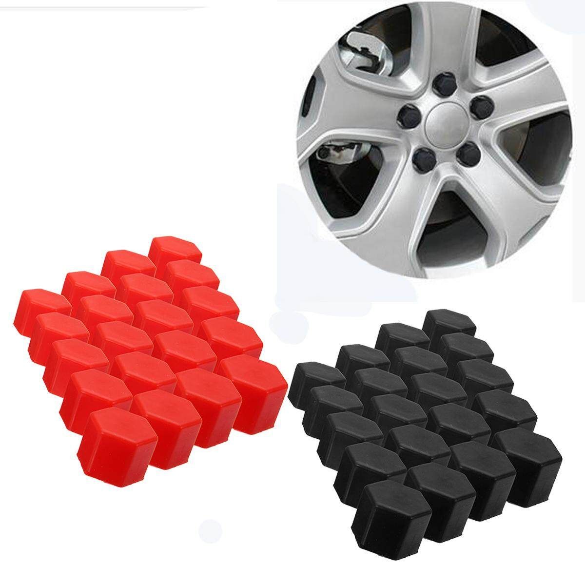 20Pcs 17/19/21mm Silicone Wheel Lug Nut Bolt Hub Screw Cover Tyre Protective Cap Black