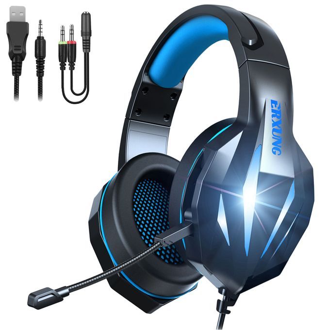 RGB Gaming Headset For PS4 For PS5 Controller PC Games Black And Blue