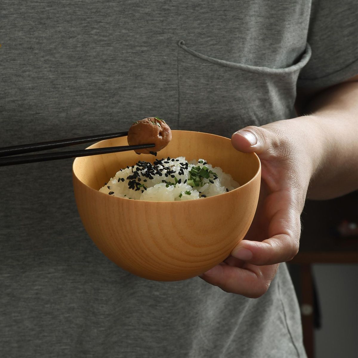 Cutlery Bowl Rice Bowl Tableware Utensils Wooden Color