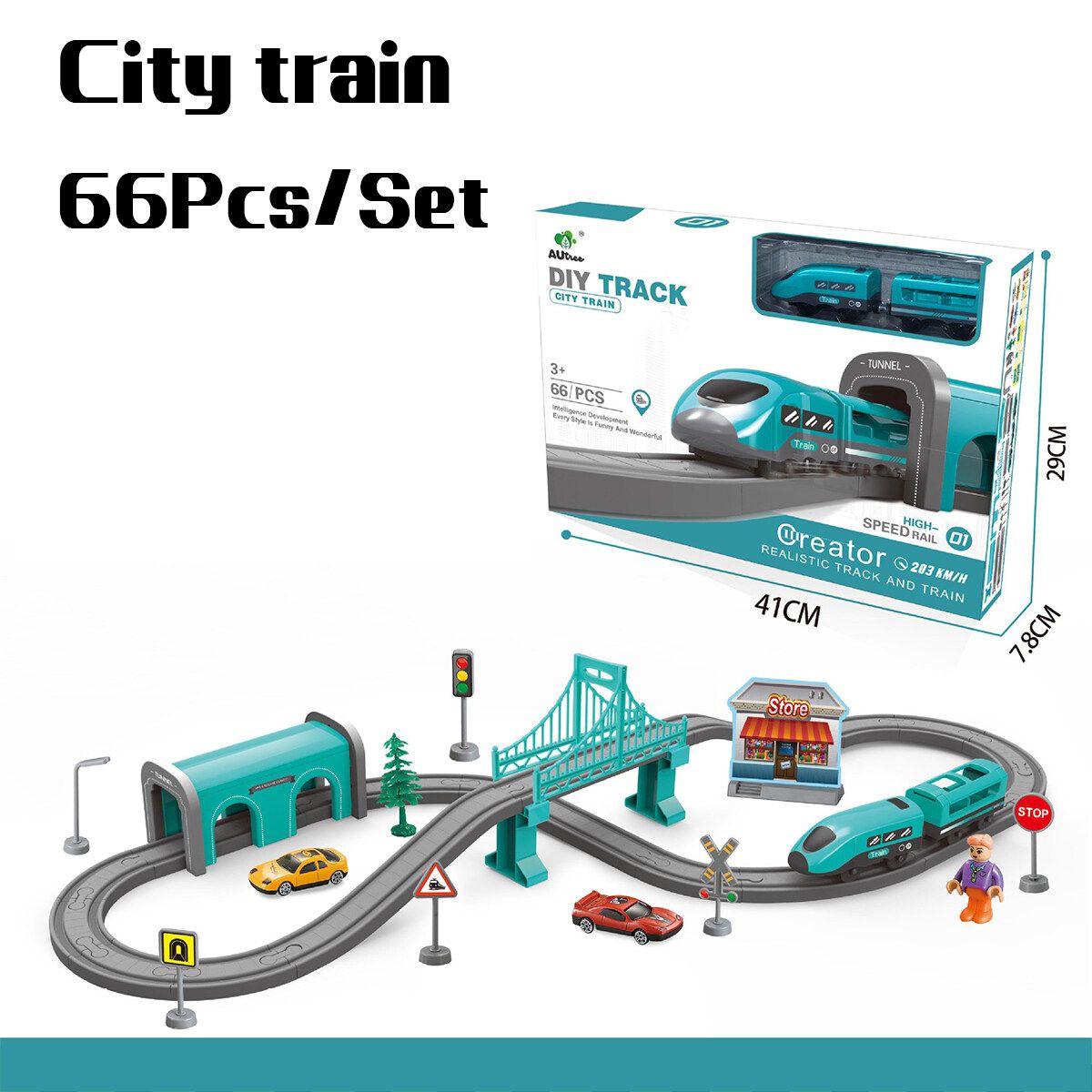 66/92PCS Electric Train Tracks Toy Set Rescue//Engineering/City Train City Train 66Pcs
