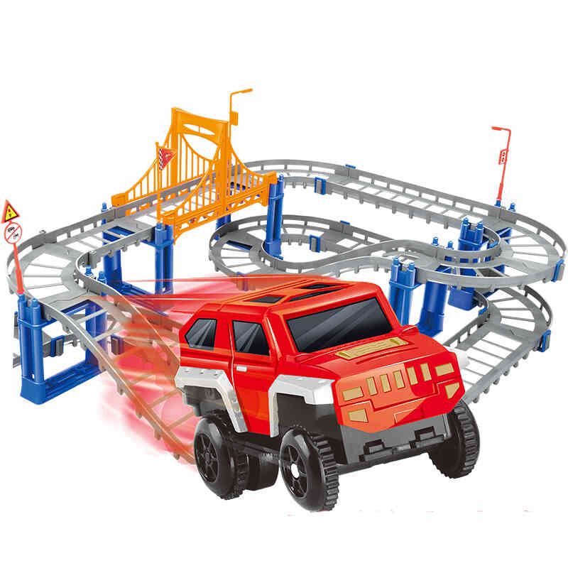 73pcs Flexible Car Race High-speed Track Set Amazing Track Car Kid Gift Multicolor/ Grey Grey
