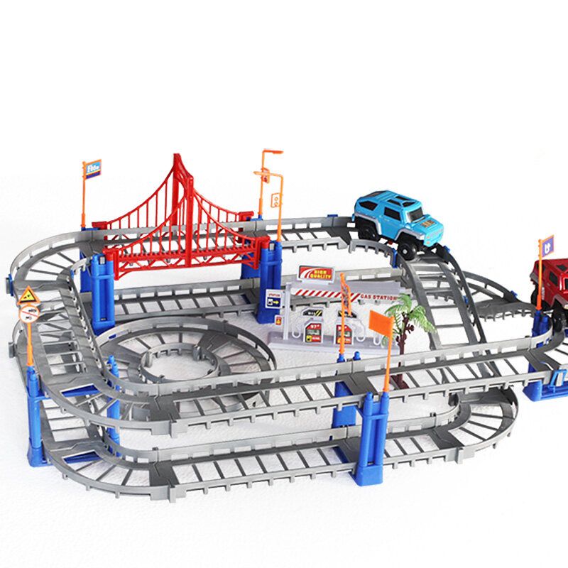 73pcs Flexible Car Race High-speed Track Set Amazing Track Car Kid Gift Multicolor/ Grey Grey