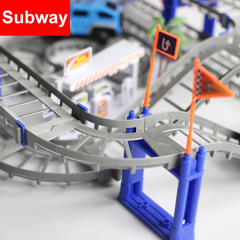 73pcs Flexible Car Race High-speed Track Set Amazing Track Car Kid Gift Multicolor/ Grey Grey