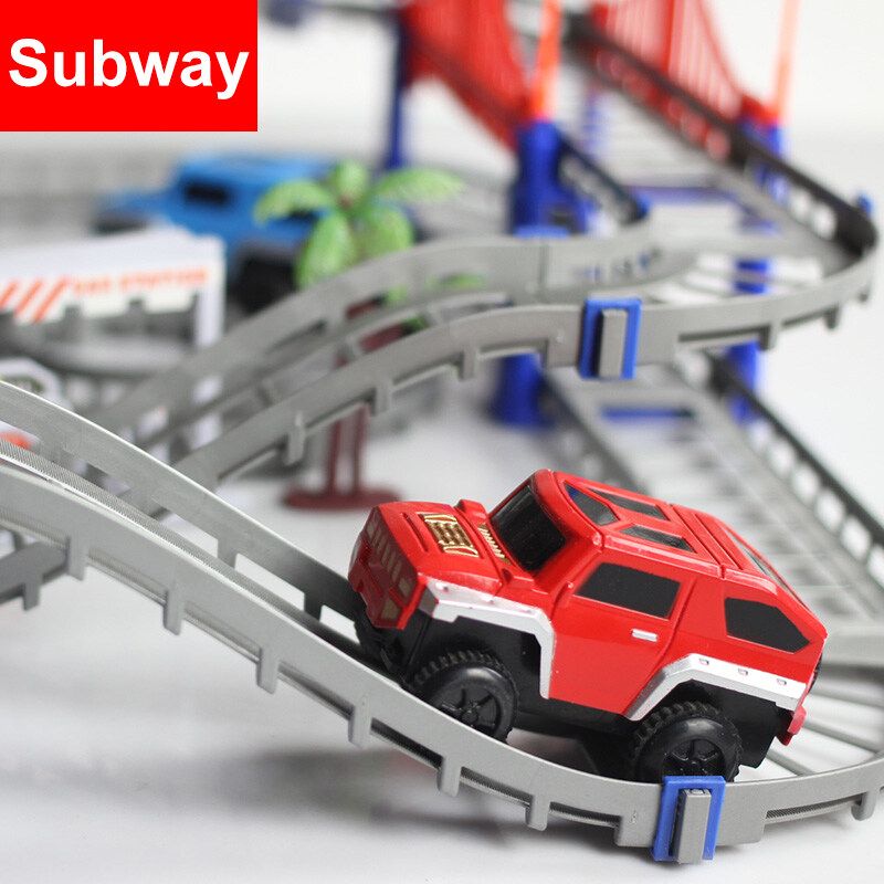 73pcs Flexible Car Race High-speed Track Set Amazing Track Car Kid Gift Multicolor/ Grey Grey