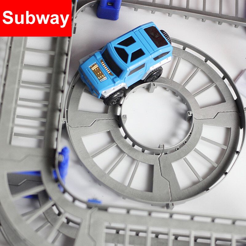 73pcs Flexible Car Race High-speed Track Set Amazing Track Car Kid Gift Multicolor/ Grey Grey