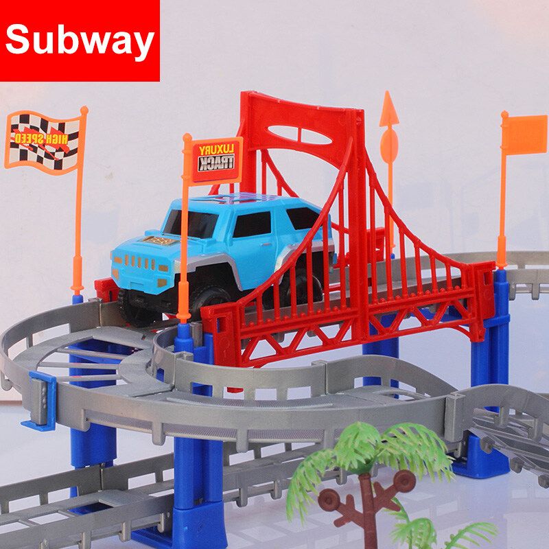 73pcs Flexible Car Race High-speed Track Set Amazing Track Car Kid Gift Multicolor/ Grey Grey