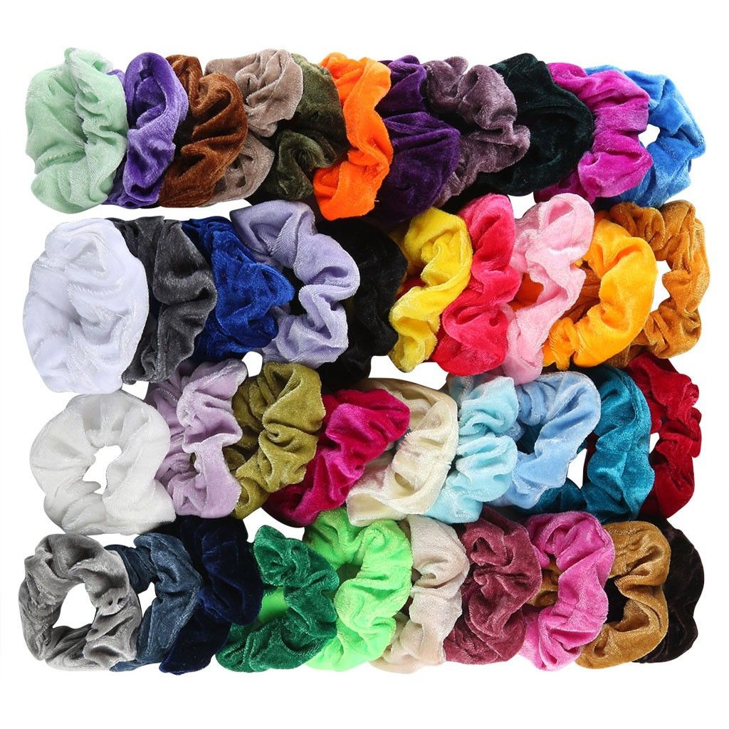 40 Pcs Velvet Hair Scrunchie Elastic Hair Bands Solid Color