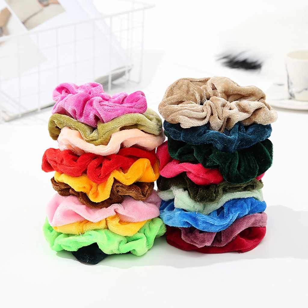 40 Pcs Velvet Hair Scrunchie Elastic Hair Bands Solid Color
