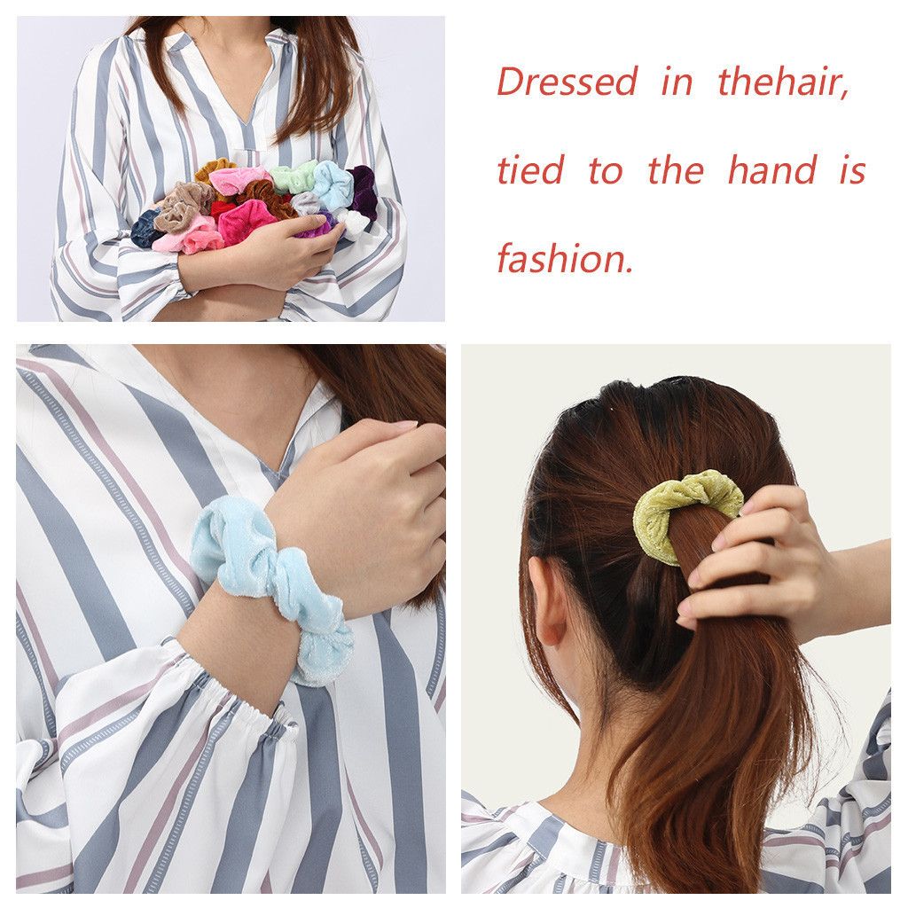 40 Pcs Velvet Hair Scrunchie Elastic Hair Bands Solid Color