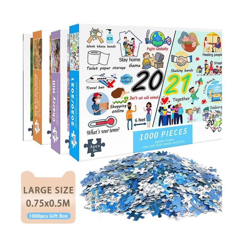 1000 Pieces Paper Puzzle Decompression DIY Adult Pressure Reduction Cartoon Landscape Children Education Puzzle Toy Gift