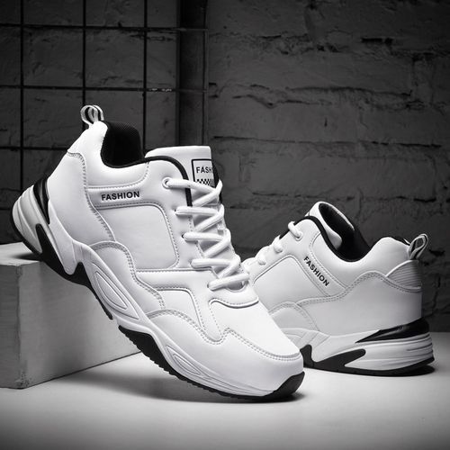 Cool Men's High-top Sneakers Big Size 39-48 Top Quality Height Increase Platform Sneakers Shoes Male Outdoor Anti-Slip Training Sneakers White