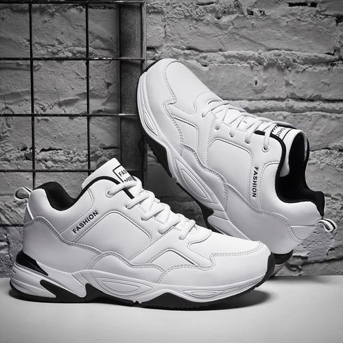 Cool Men's High-top Sneakers Big Size 39-48 Top Quality Height Increase Platform Sneakers Shoes Male Outdoor Anti-Slip Training Sneakers White