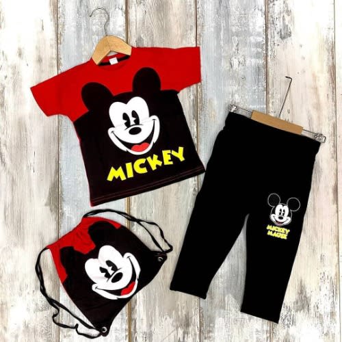 Mickey Mouse Set ++ Bag For Boys- 2 Piece  - Red/black