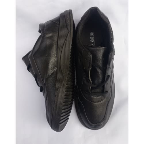 Unisex Leather Lace-up Sneakers - Black