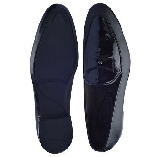 Bi-material Dress Shoe With Leather Bow - Black