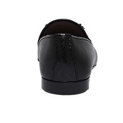 Bi - Material Patterned Royal Shoe With Tassels - Black