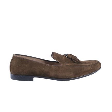 Suede Slip-on With Tassels - Brown