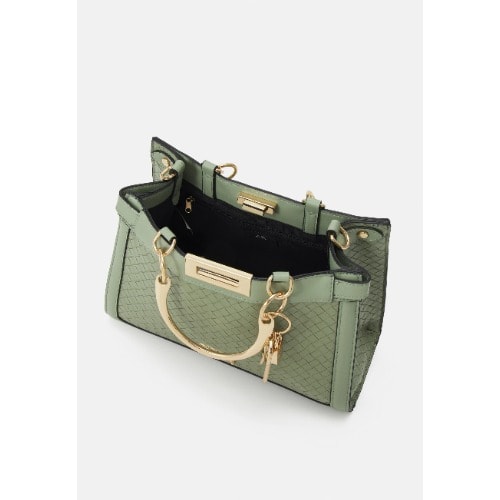 Olive Green Woven Tote Bag
