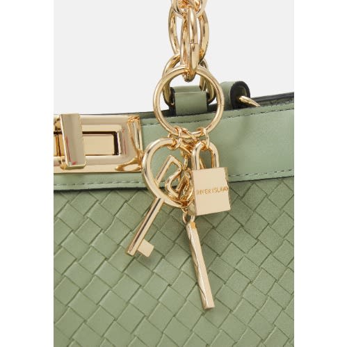 Olive Green Woven Tote Bag