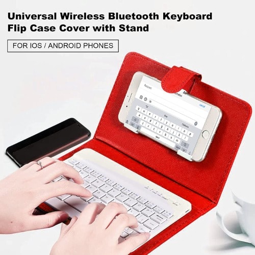 Portable Pu Leather Keyboard Cover Case Phone Wireless Bluetooth Keyboard For iPhone And Android