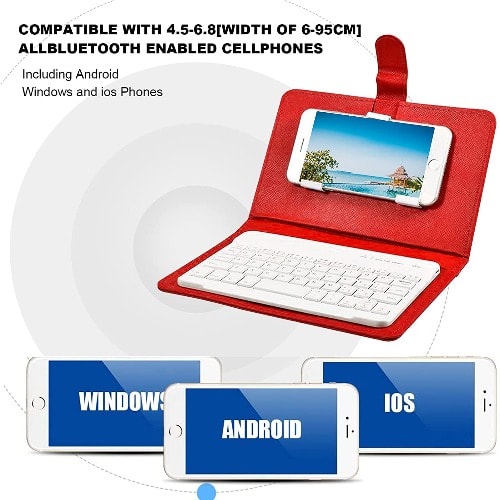 Portable Pu Leather Keyboard Cover Case Phone Wireless Bluetooth Keyboard For iPhone And Android