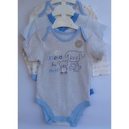 3 Pack Boys Bodysuit - Blue