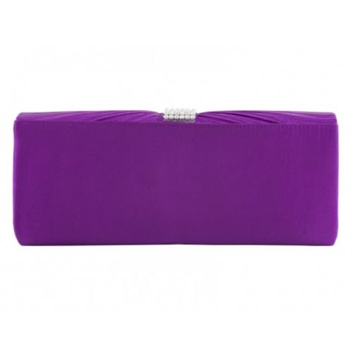 Pleated Embellished Clutch-Purple