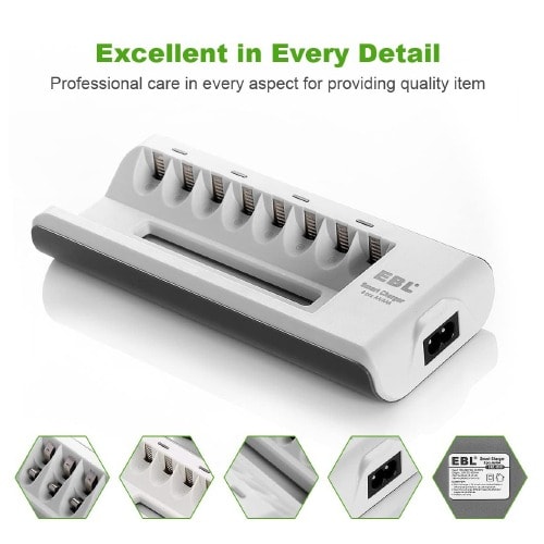Ebl 8-bay Smart Charger For Aa Aaa Nimh Nicd Rechargeable Batteries
