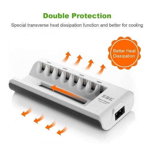 Ebl 8-bay Smart Charger For Aa Aaa Nimh Nicd Rechargeable Batteries